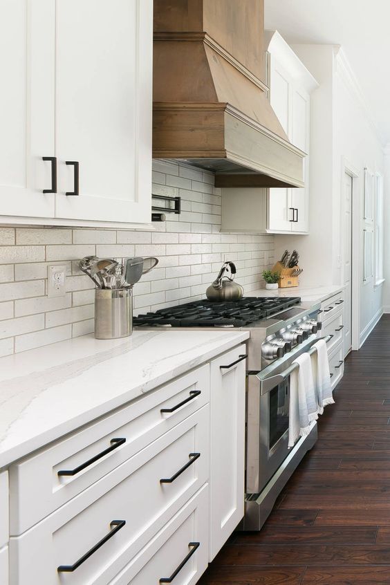 white kitchen black hardware