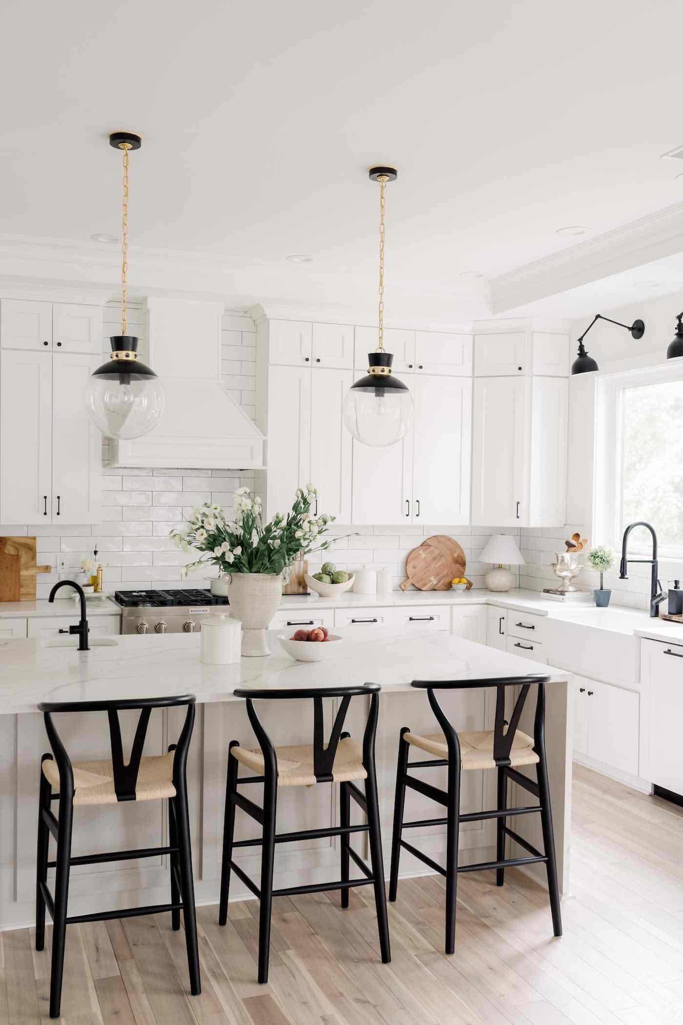 White Kitchen with Black Hardware Styling Tips