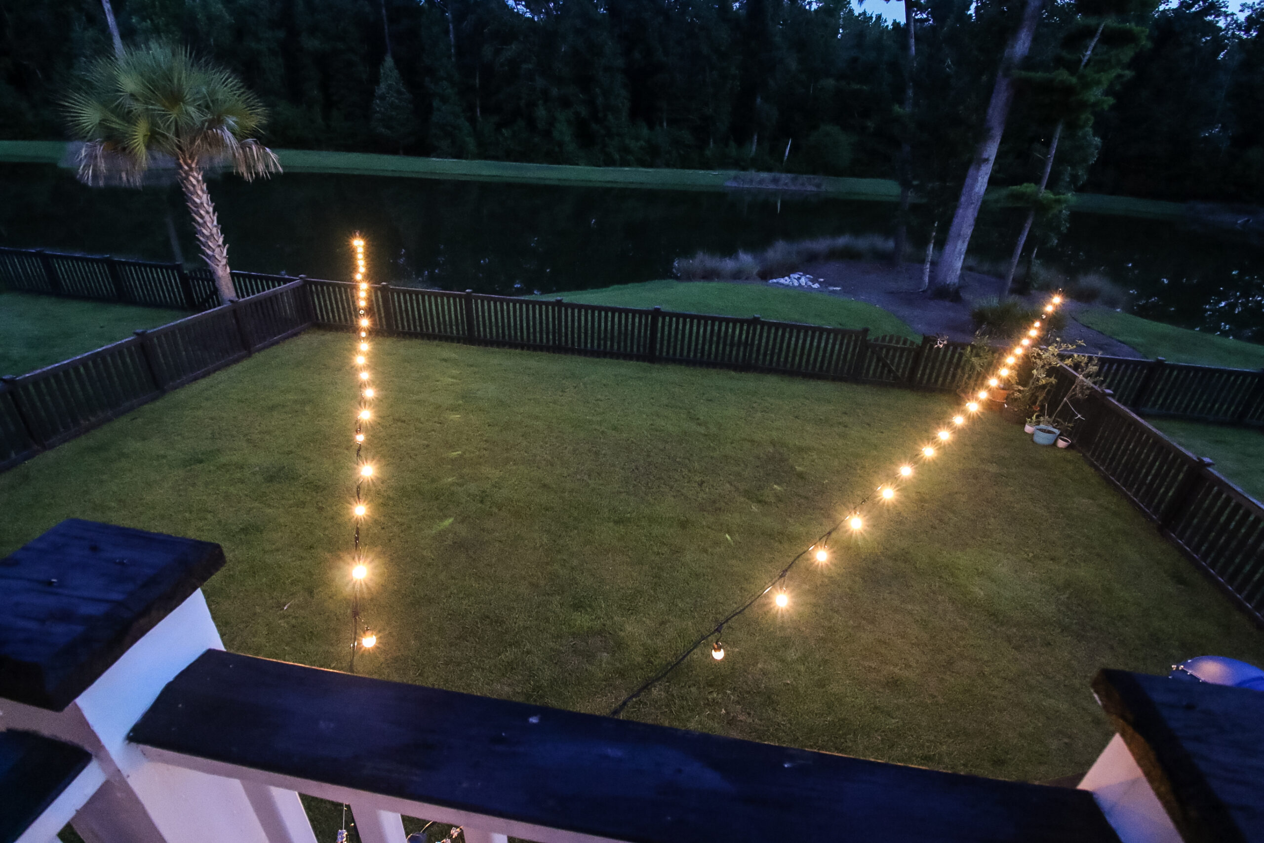 how to string lights across backyard