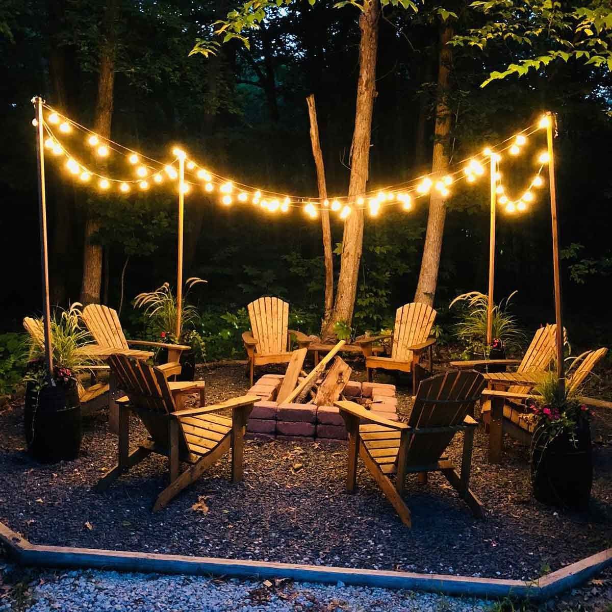 Outdoor Fire Pit with String Lights: Cozy Ambiance for Your Yard插图1