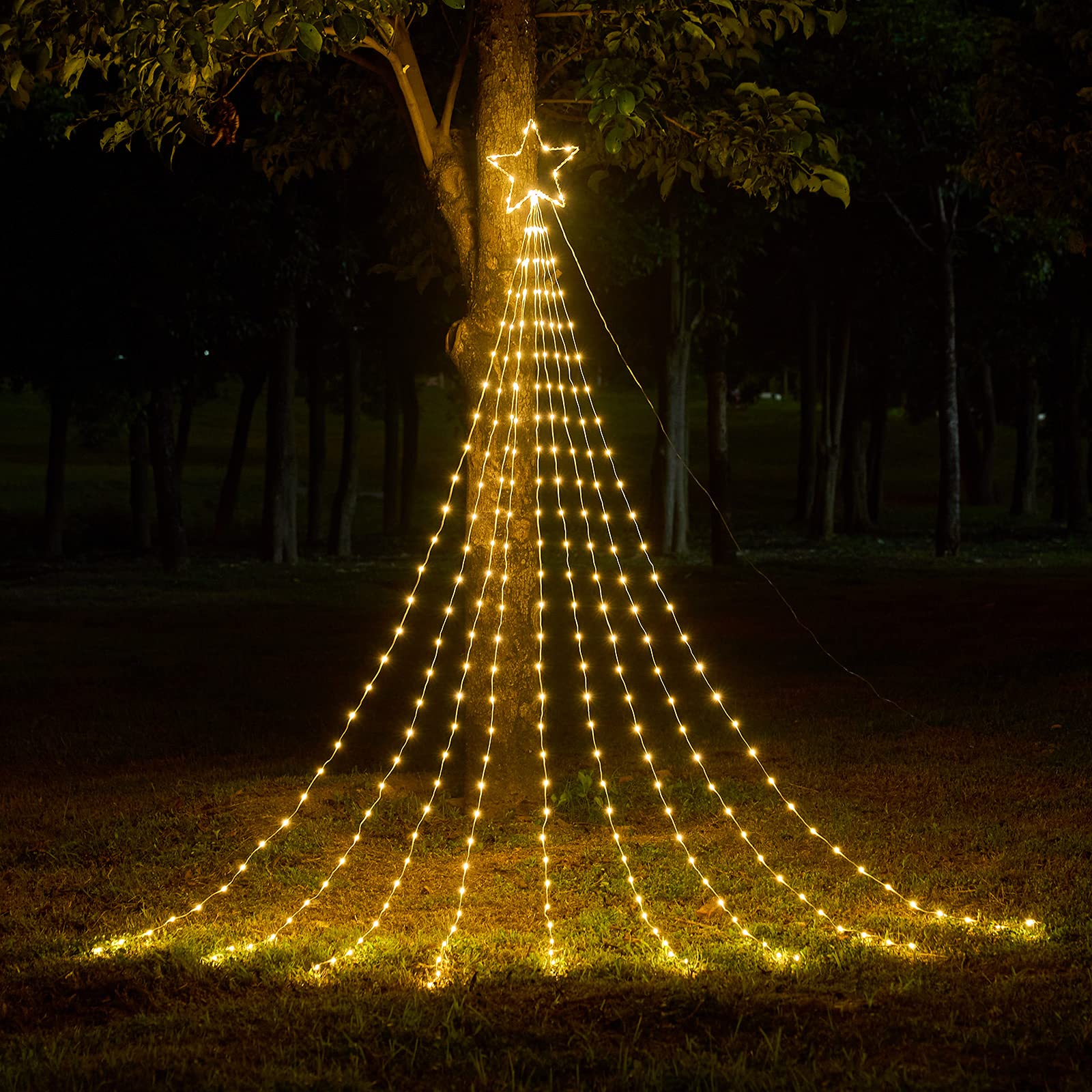 how to string lights on a tree outside