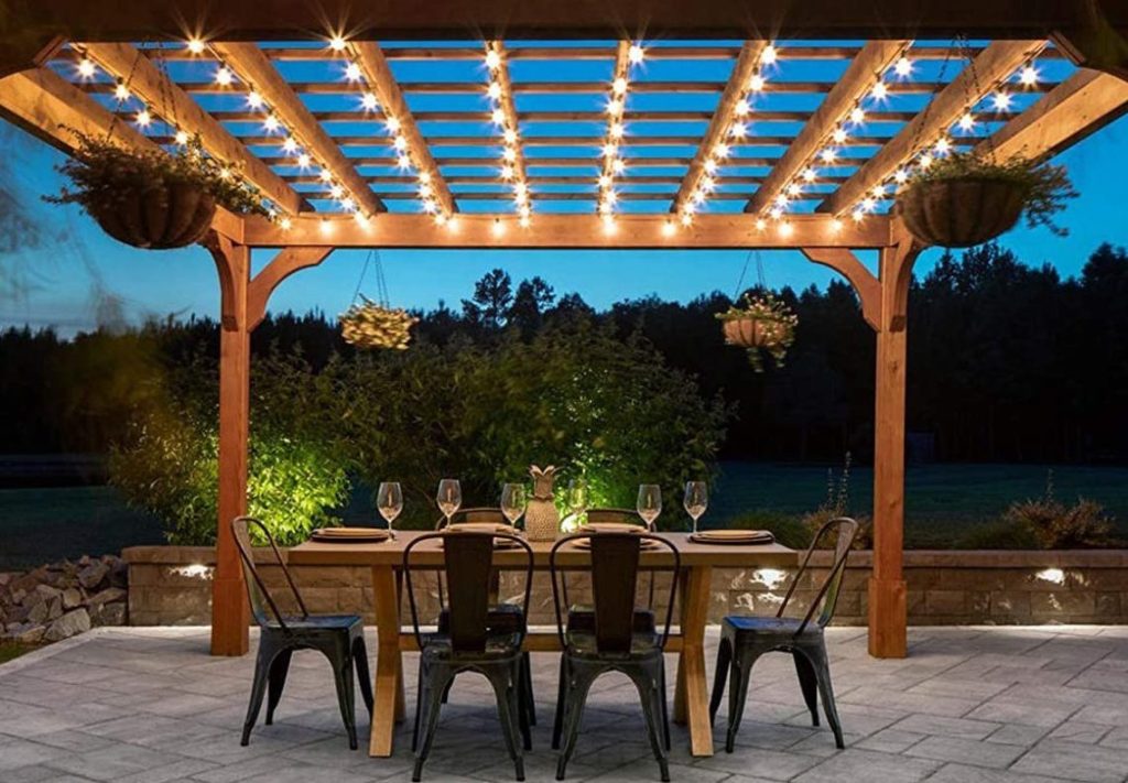 How to Hang String Lights on a Pergola