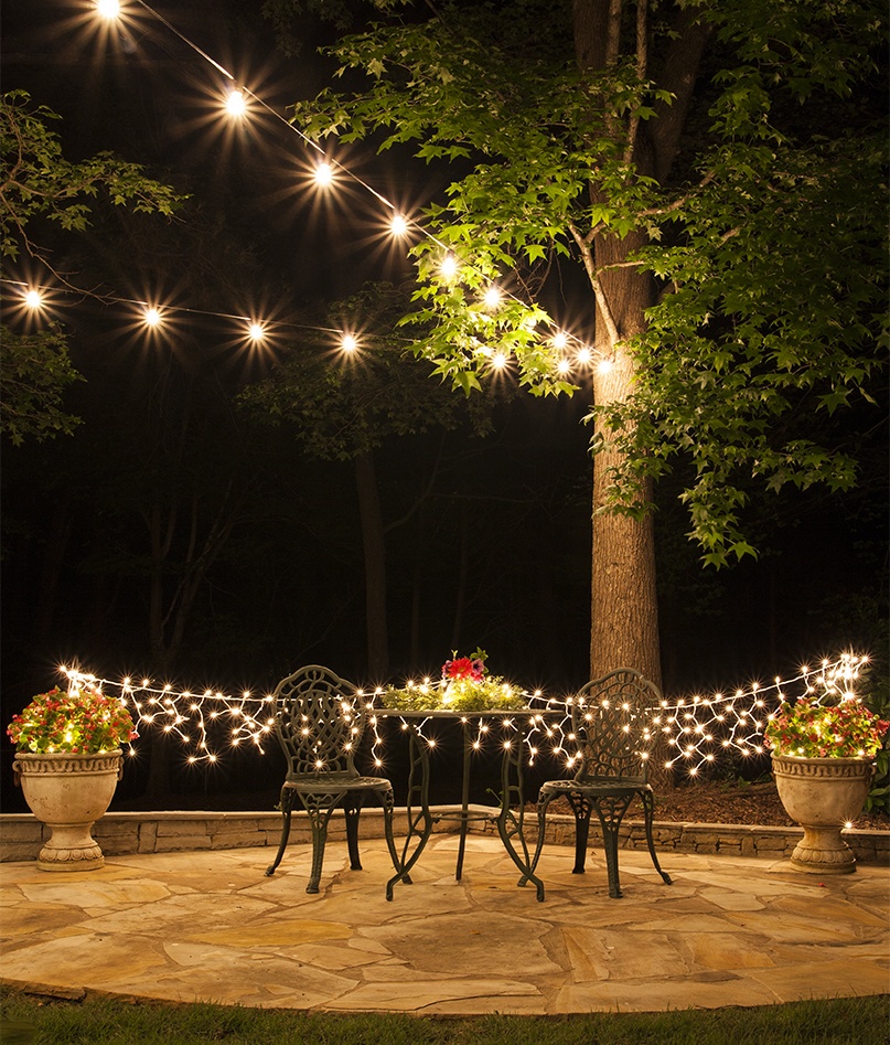 how to string outdoor lights