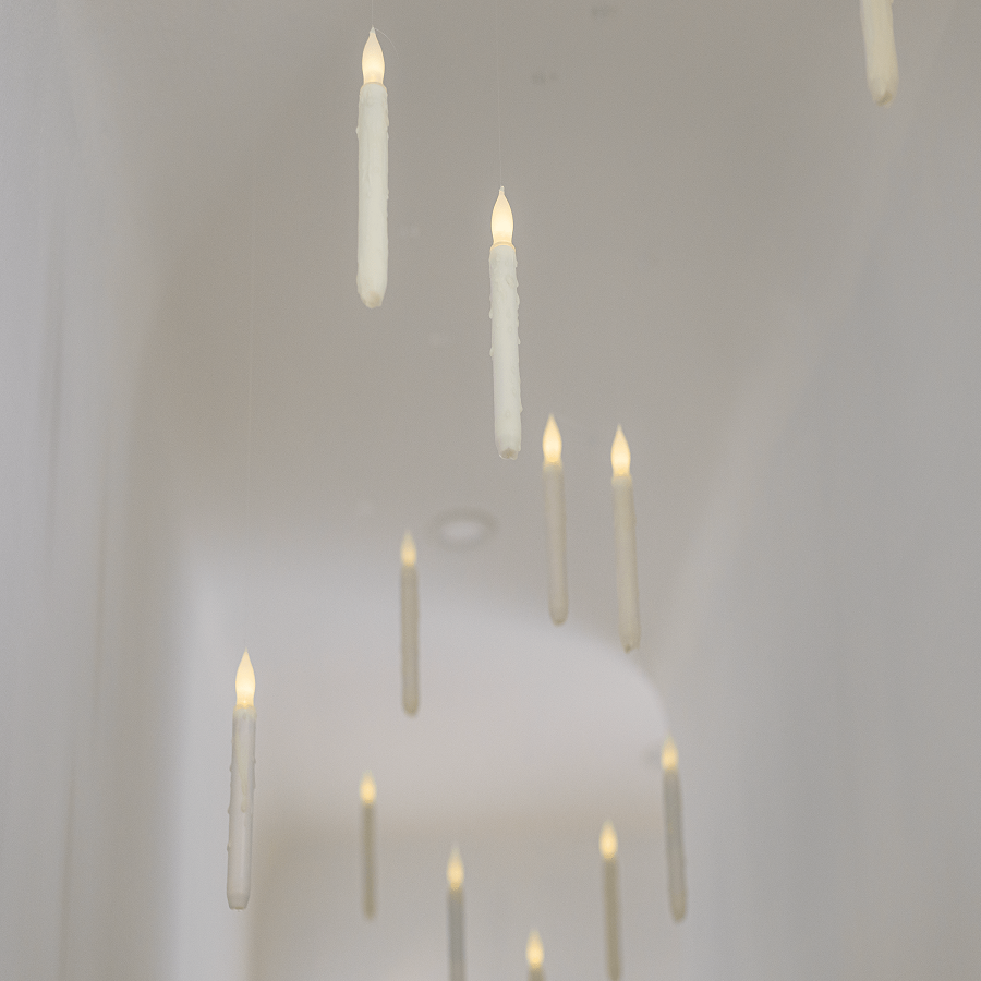 hanging candles from ceiling